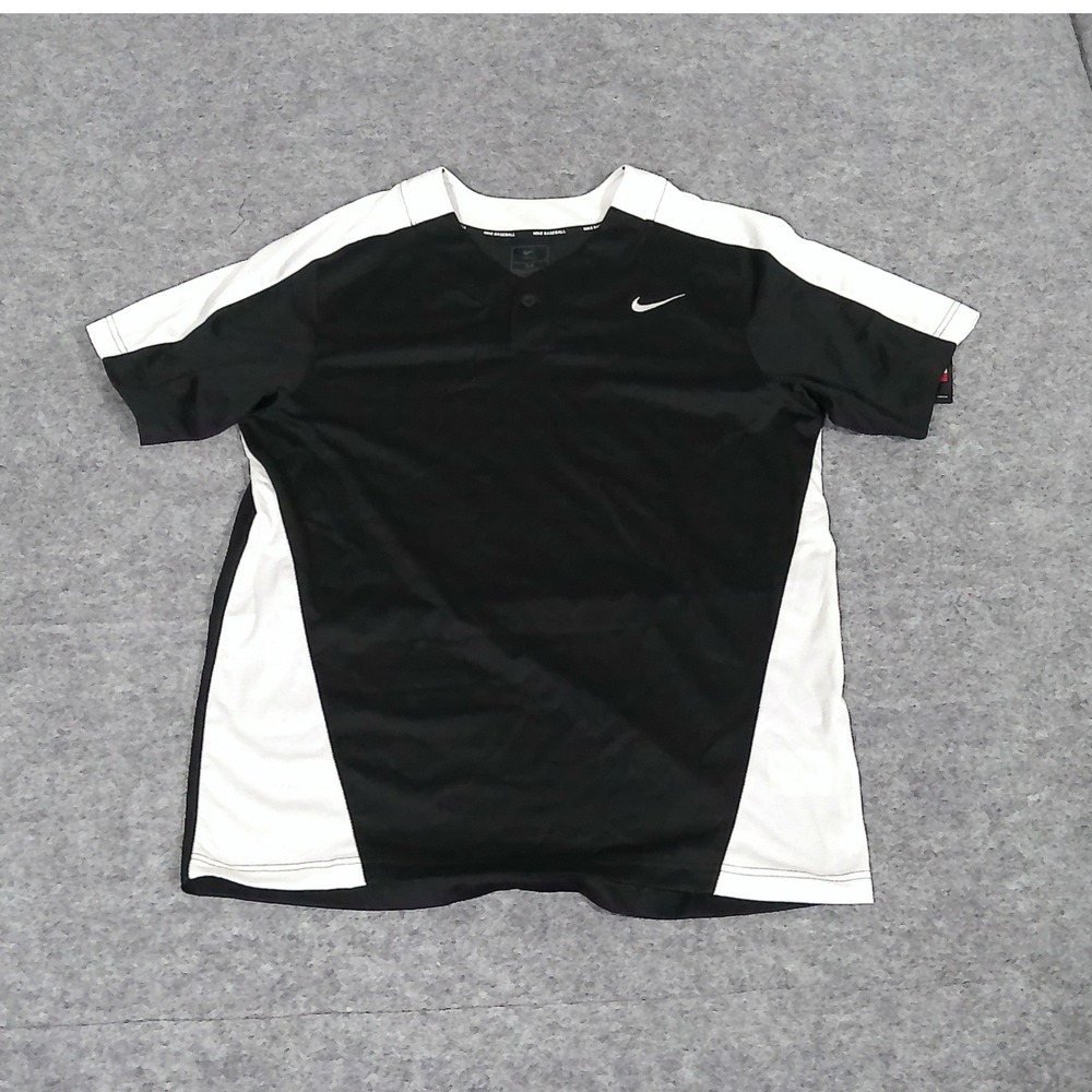 Nike Baseball Stock Vapor Jersey Select 1-Button Black White BQ5399-012 Mens L
